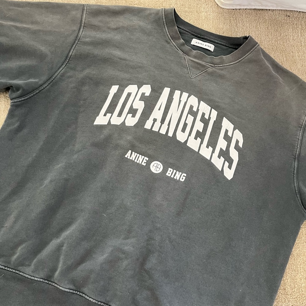 Anine Bing Charcoal Los Angeles Crewneck